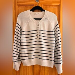 Sezane Cream and Black Striped Sweater